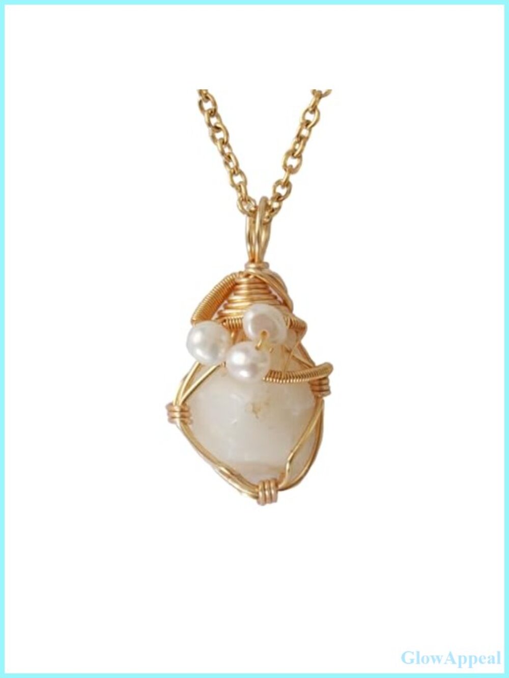 Handmade Gold Opal Freshwater Pearl Pendant Necklace